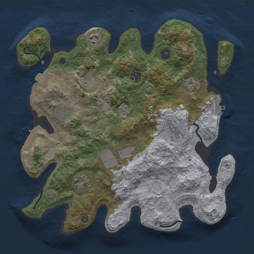 Rust Map: Procedural Map, Size: 3500, Seed: 1855969575, 15 Monuments