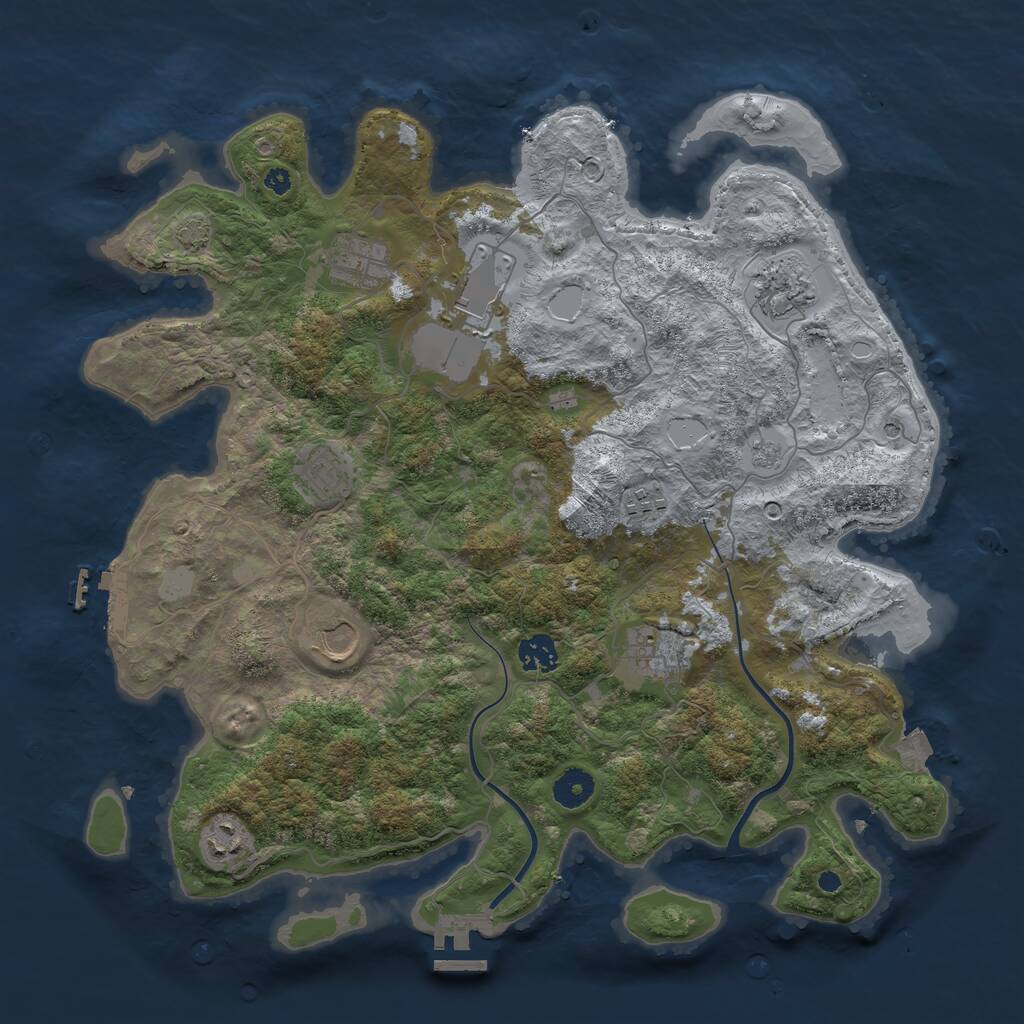 Rust Map: Procedural Map, Size: 3900, Seed: 69819537, 15 Monuments