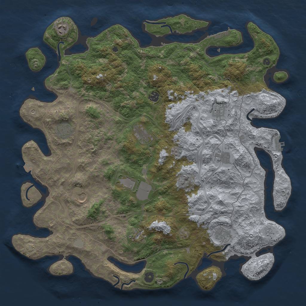 Rust Map: Procedural Map, Size: 4500, Seed: 1700743546, 19 Monuments