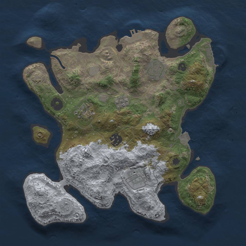 Rust Map: Procedural Map, Size: 3000, Seed: 1314094154, 12 Monuments