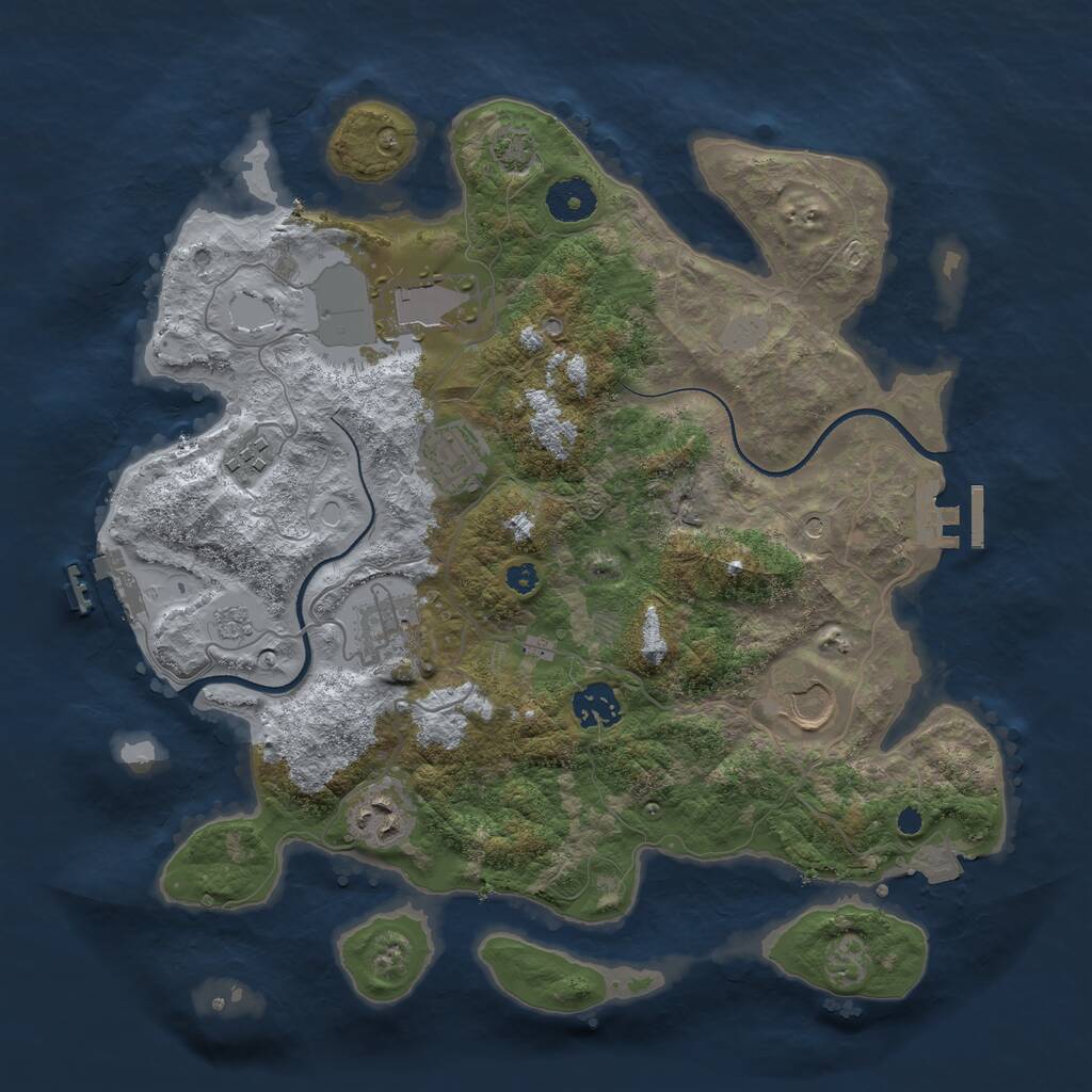 Rust Map: Procedural Map, Size: 3500, Seed: 632340369, 13 Monuments