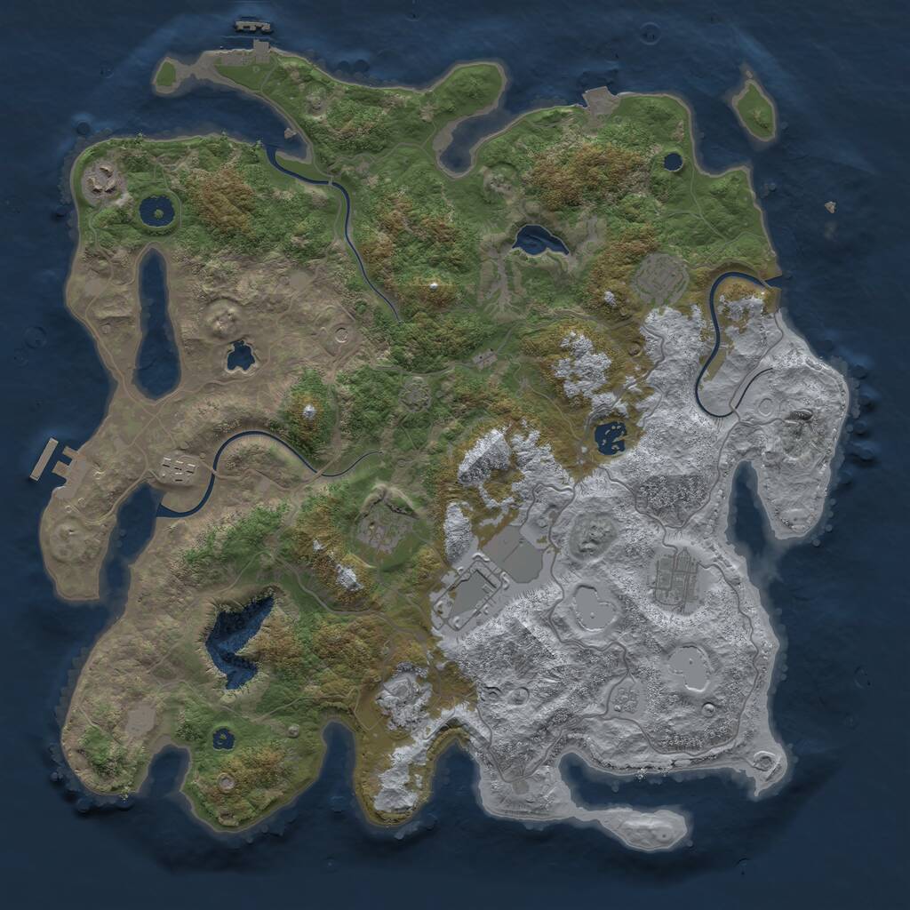 Rust Map: Procedural Map, Size: 4100, Seed: 41216315, 14 Monuments