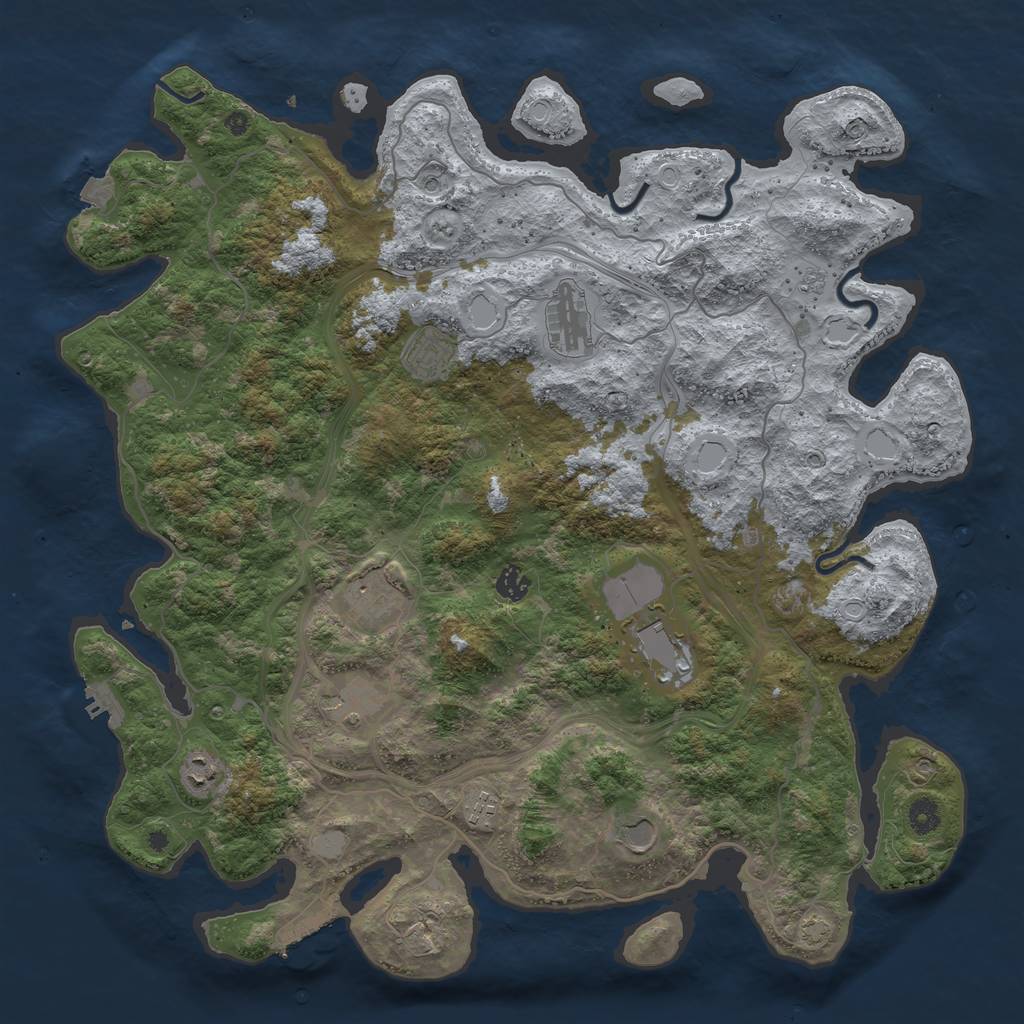 Rust Map: Procedural Map, Size: 4500, Seed: 188959603, 17 Monuments