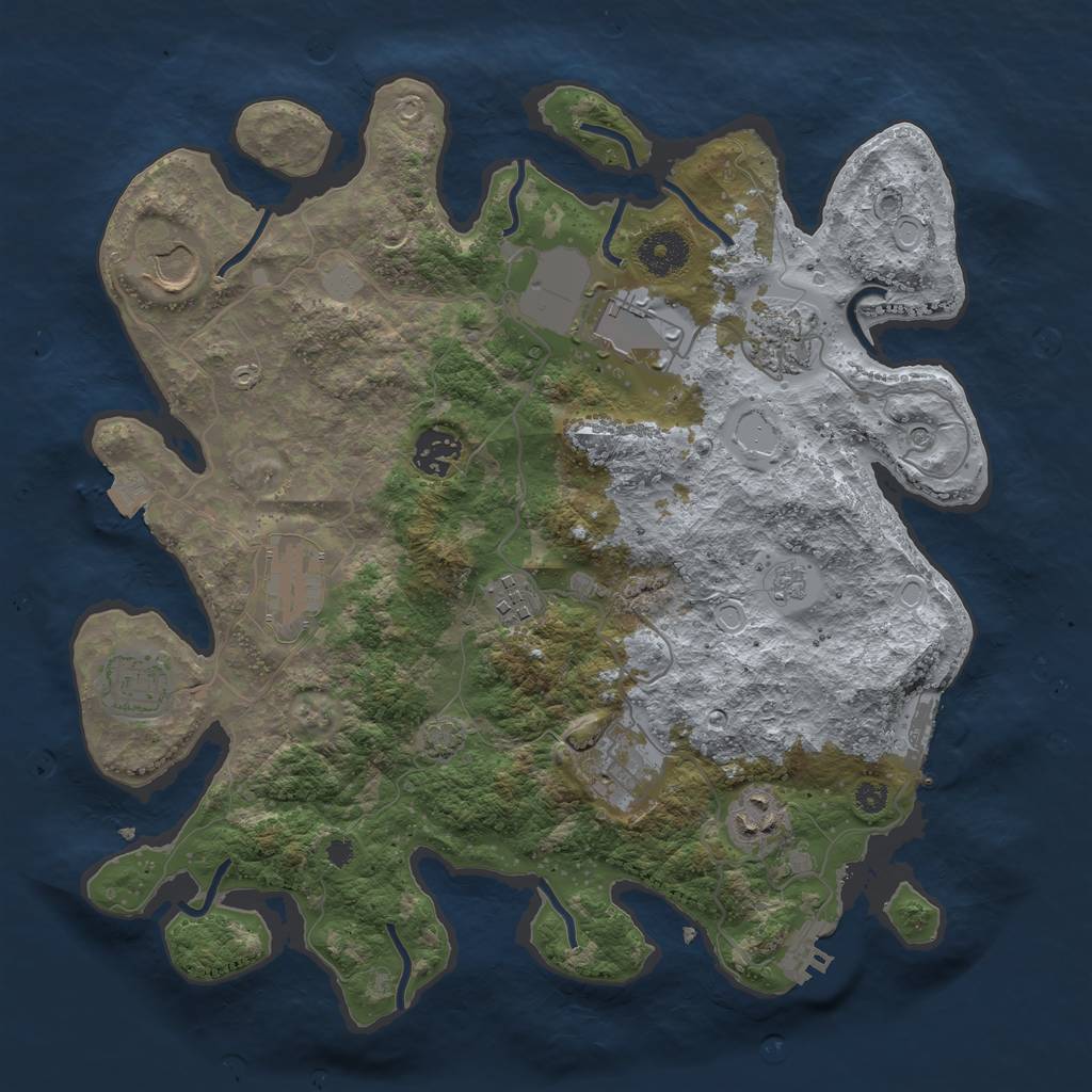 Rust Map: Procedural Map, Size: 3500, Seed: 2029946537, 17 Monuments