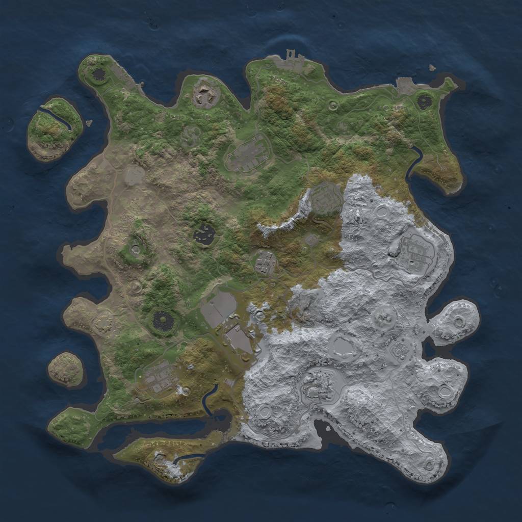 Rust Map: Procedural Map, Size: 3750, Seed: 2037250303, 17 Monuments