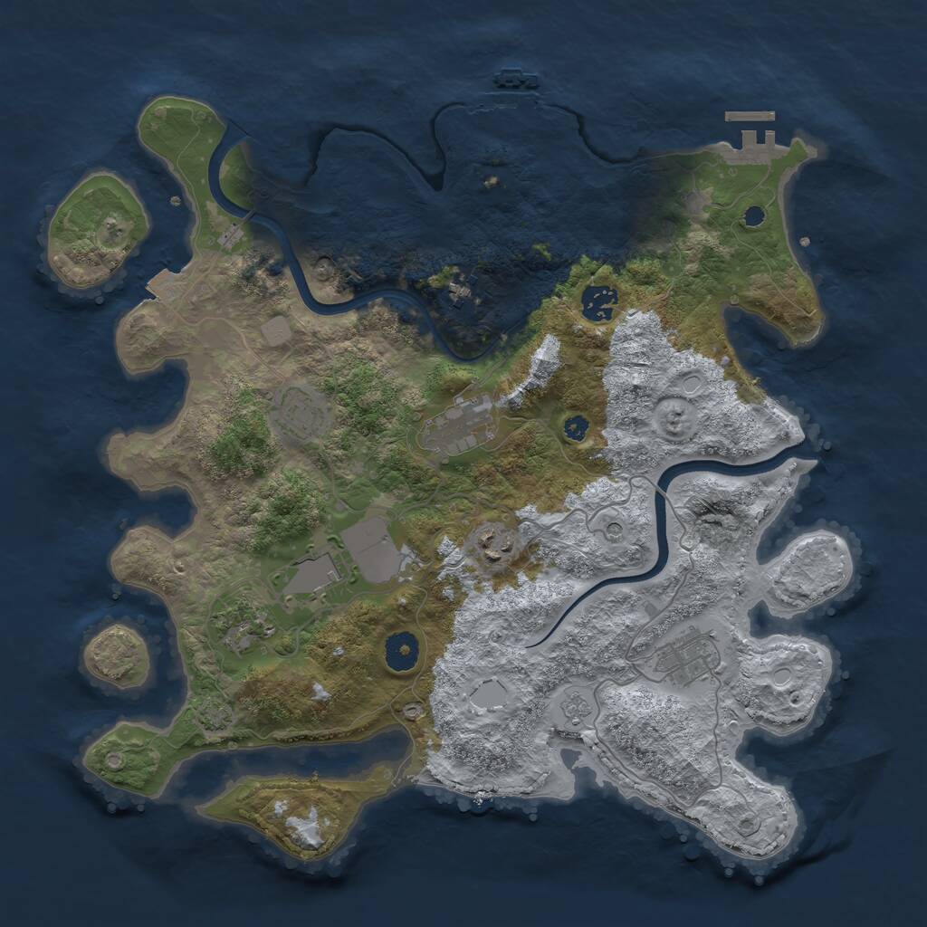 Rust Map: Procedural Map, Size: 3750, Seed: 2037250303, 14 Monuments