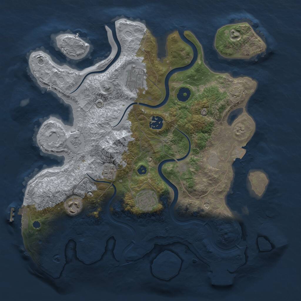 Rust Map: Procedural Map, Size: 3300, Seed: 441414893, 11 Monuments