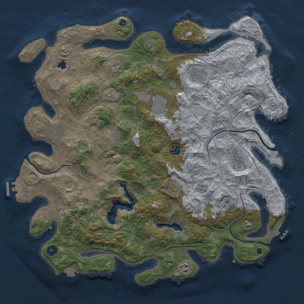 Rust Map: Procedural Map, Size: 4400, Seed: 54985054, 17 Monuments