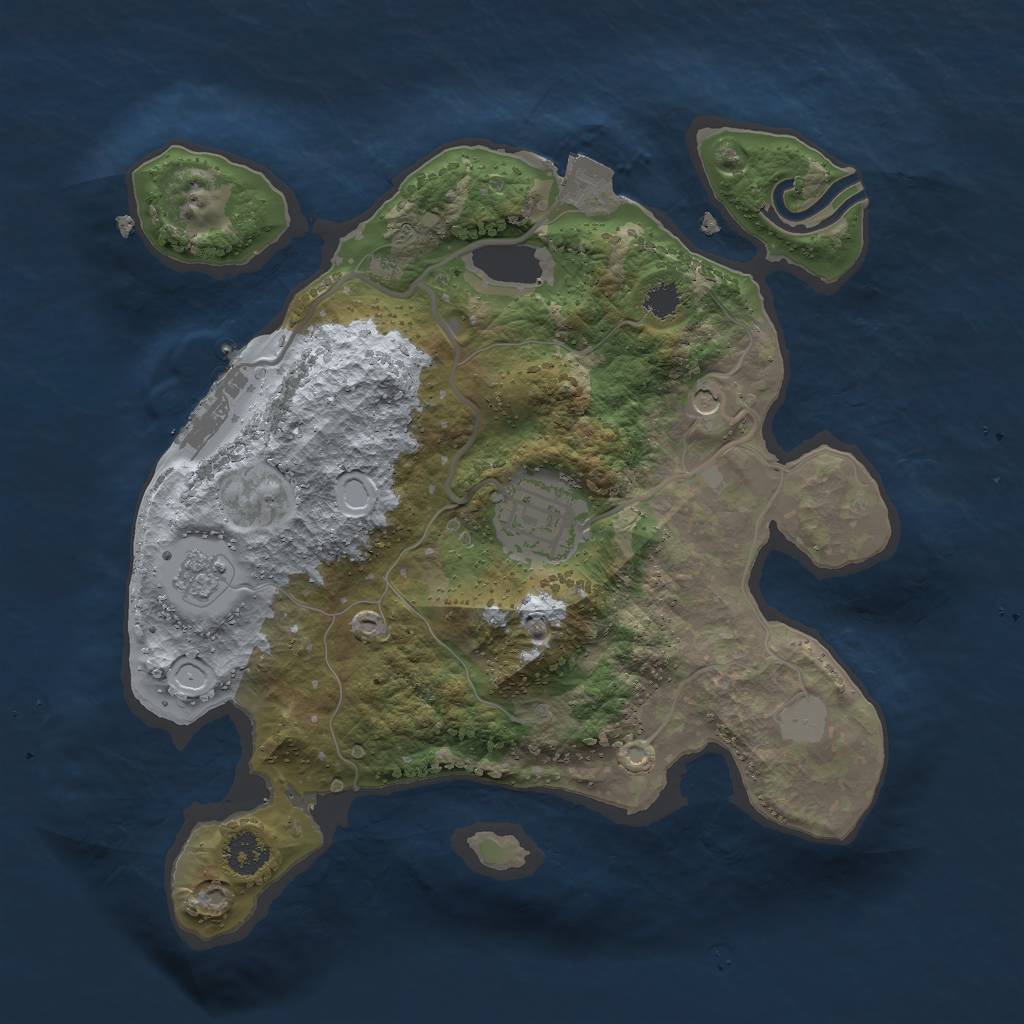 Rust Map: Procedural Map, Size: 2500, Seed: 861036826, 7 Monuments