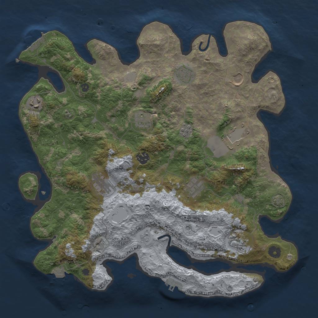 Rust Map: Procedural Map, Size: 3850, Seed: 59399893, 18 Monuments