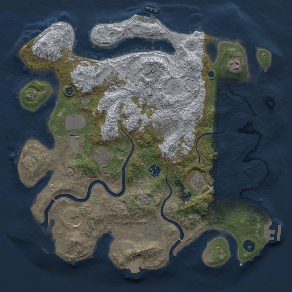 Rust Map: Procedural Map, Size: 3750, Seed: 10116657, 16 Monuments
