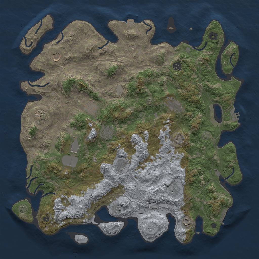 Rust Map: Procedural Map, Size: 4400, Seed: 6990158, 19 Monuments