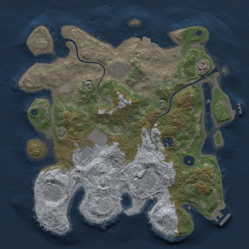 Rust Map: Procedural Map, Size: 3500, Seed: 842961087, 12 Monuments