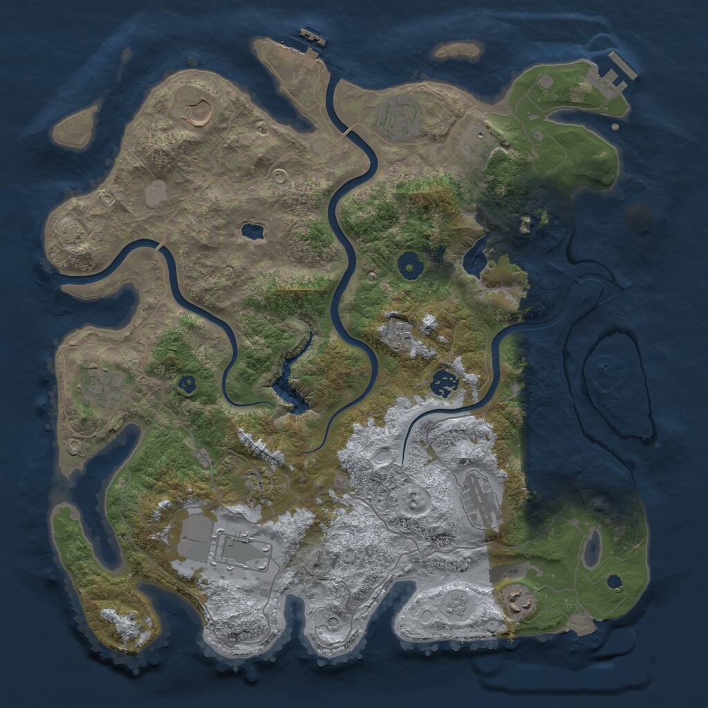 Rust Map: Procedural Map, Size: 4000, Seed: 1219957021, 16 Monuments