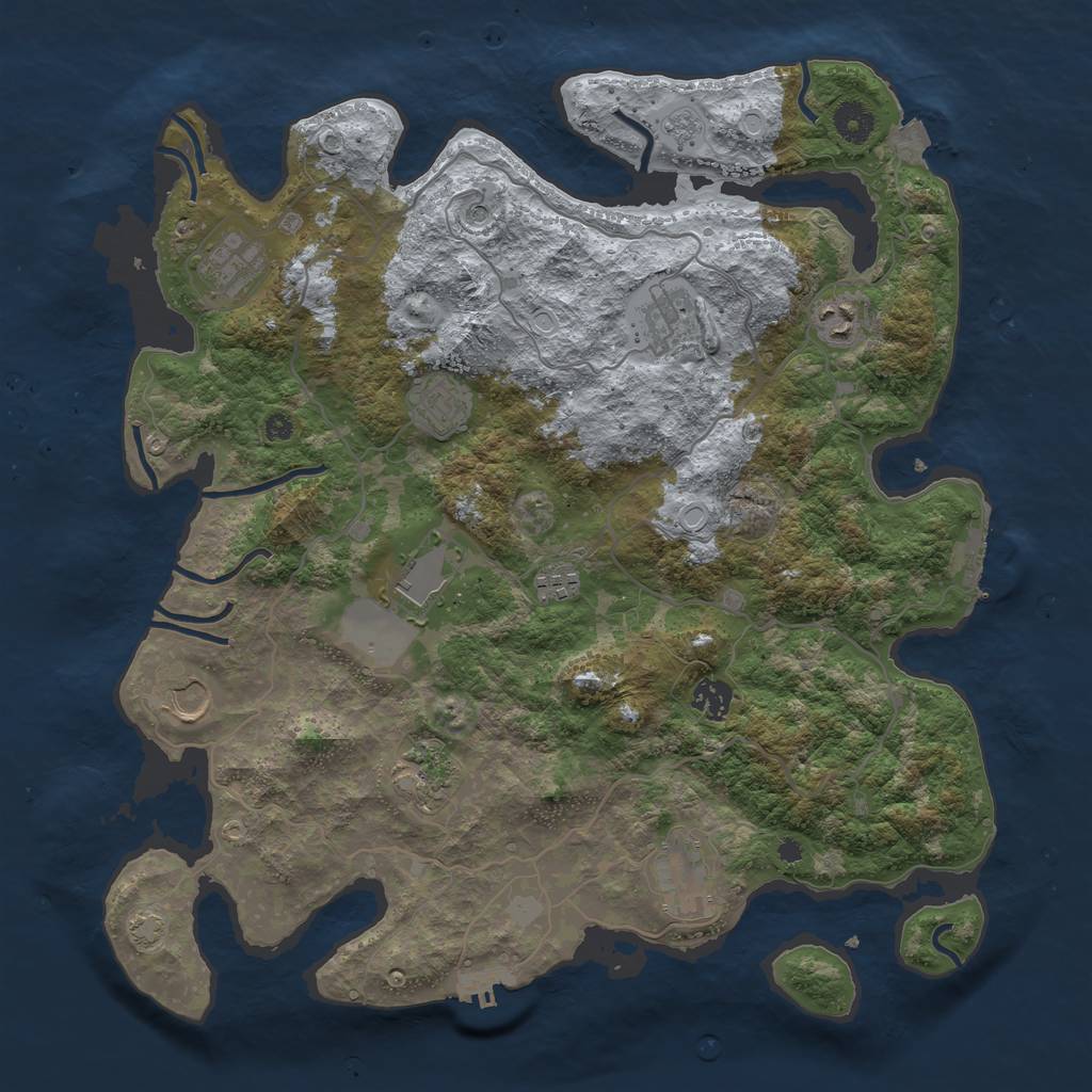 Rust Map: Procedural Map, Size: 4000, Seed: 30723, 18 Monuments