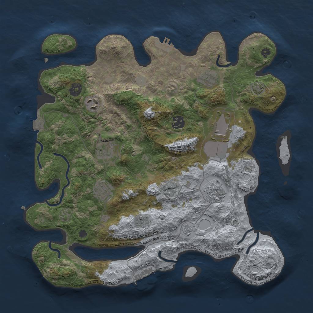 Rust Map: Procedural Map, Size: 3500, Seed: 35612213, 15 Monuments