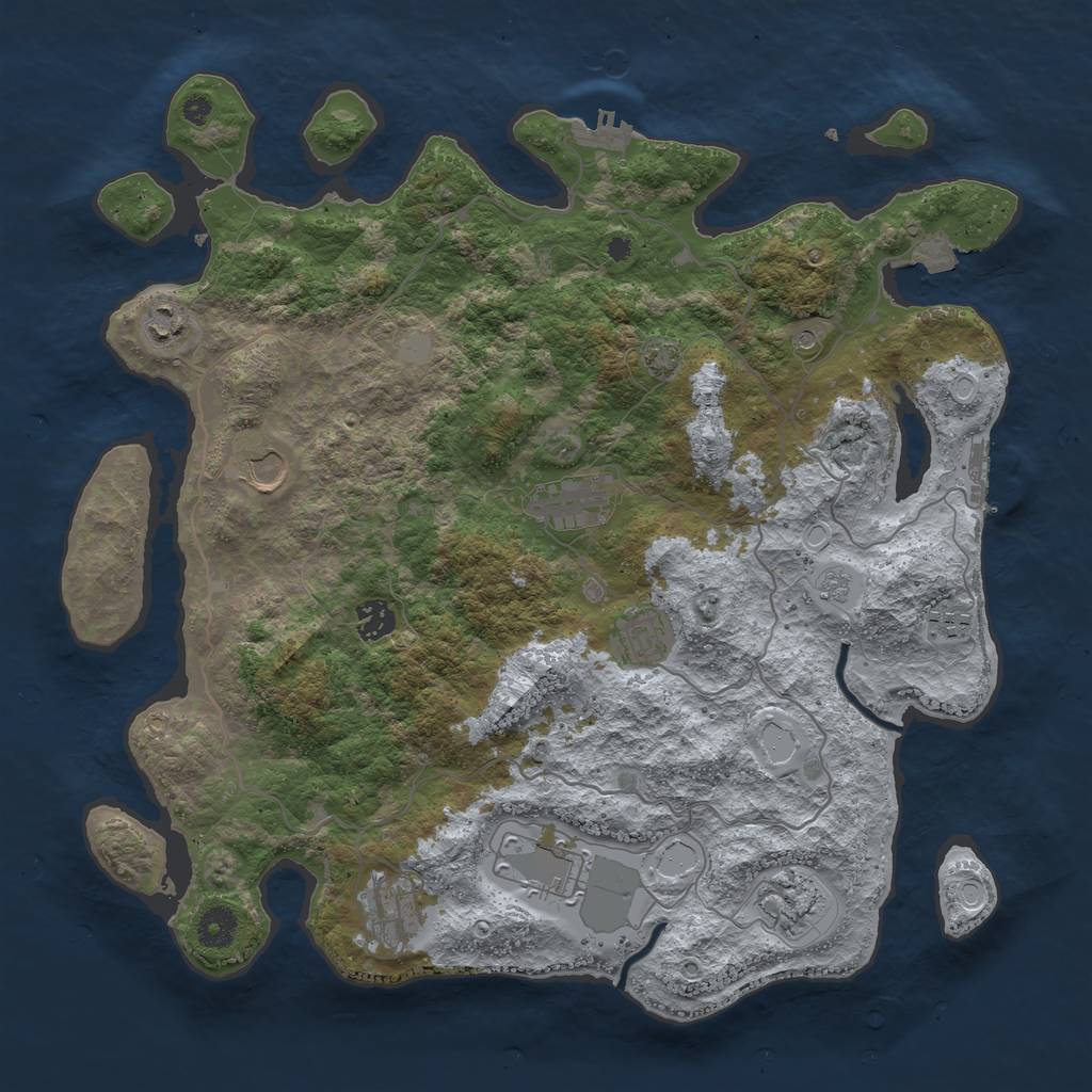 Rust Map: Procedural Map, Size: 4000, Seed: 422055993, 17 Monuments