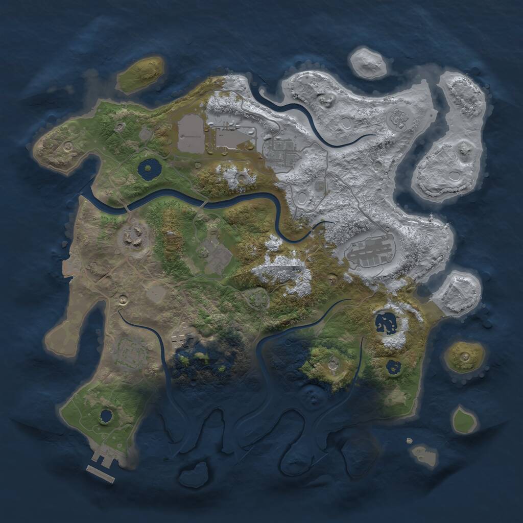 Rust Map: Procedural Map, Size: 3500, Seed: 1166320876, 13 Monuments