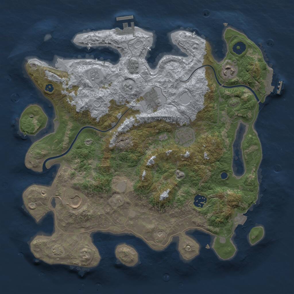 Rust Map: Procedural Map, Size: 3500, Seed: 3499465, 12 Monuments