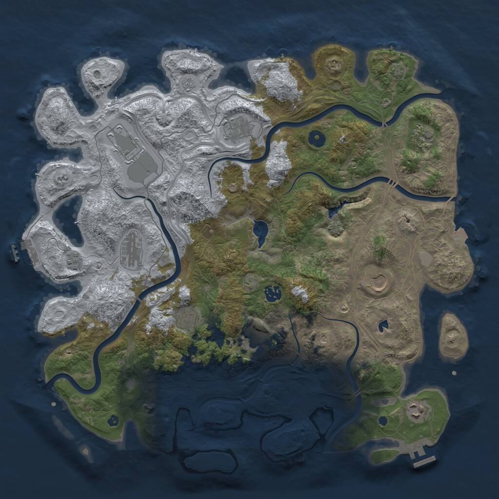 Rust Map: Procedural Map, Size: 4400, Seed: 72247657, 16 Monuments