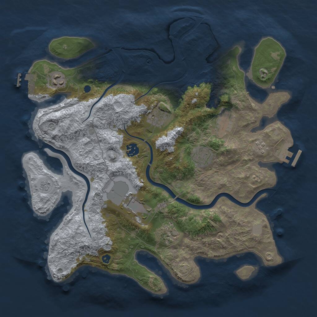 Rust Map: Procedural Map, Size: 3600, Seed: 44433914, 14 Monuments