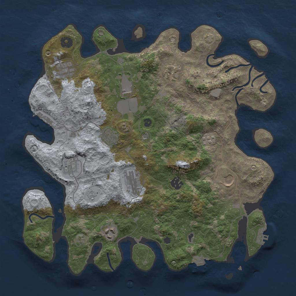 Rust Map: Procedural Map, Size: 3700, Seed: 80729547, 18 Monuments