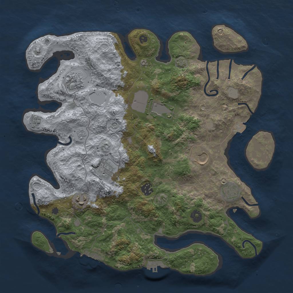 Rust Map: Procedural Map, Size: 3650, Seed: 30159648, 16 Monuments