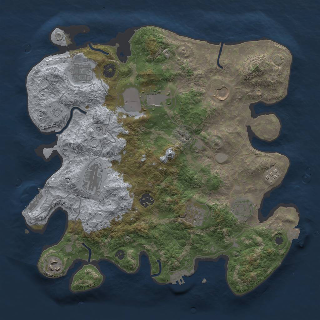 Rust Map: Procedural Map, Size: 3500, Seed: 46551894, 17 Monuments