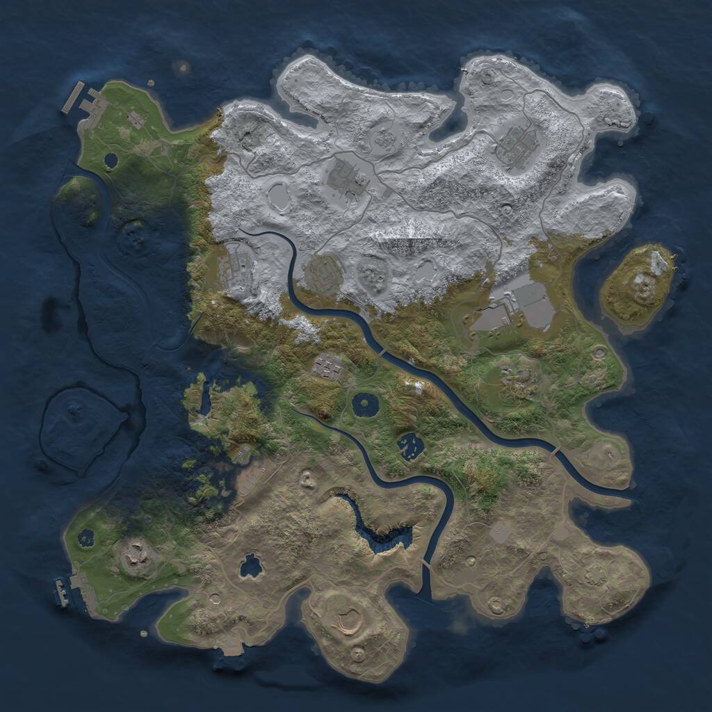 Rust Map: Procedural Map, Size: 4100, Seed: 74291467, 17 Monuments