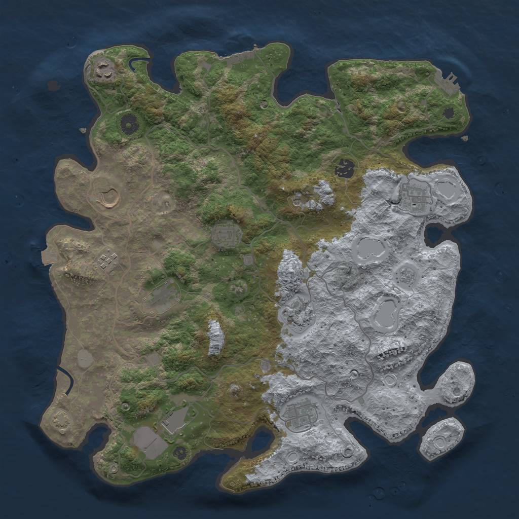 Rust Map: Procedural Map, Size: 4000, Seed: 1574642492, 18 Monuments