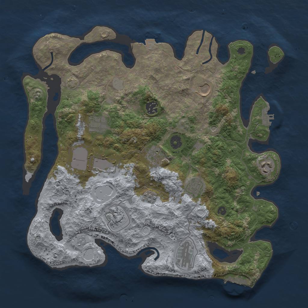 Rust Map: Procedural Map, Size: 3600, Seed: 928990553, 18 Monuments