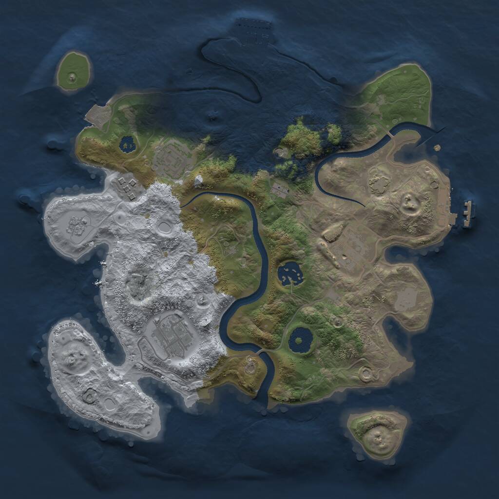 Rust Map: Procedural Map, Size: 3000, Seed: 887875572, 11 Monuments