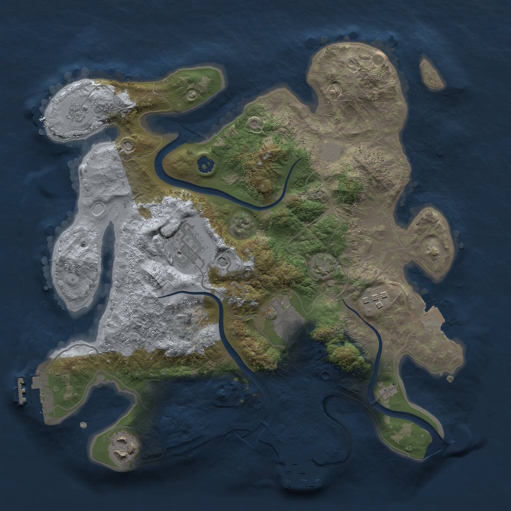 Rust Map: Procedural Map, Size: 3000, Seed: 16273945, 10 Monuments