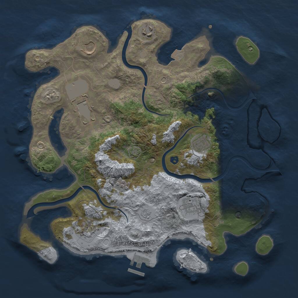 Rust Map: Procedural Map, Size: 3500, Seed: 1503205899, 12 Monuments