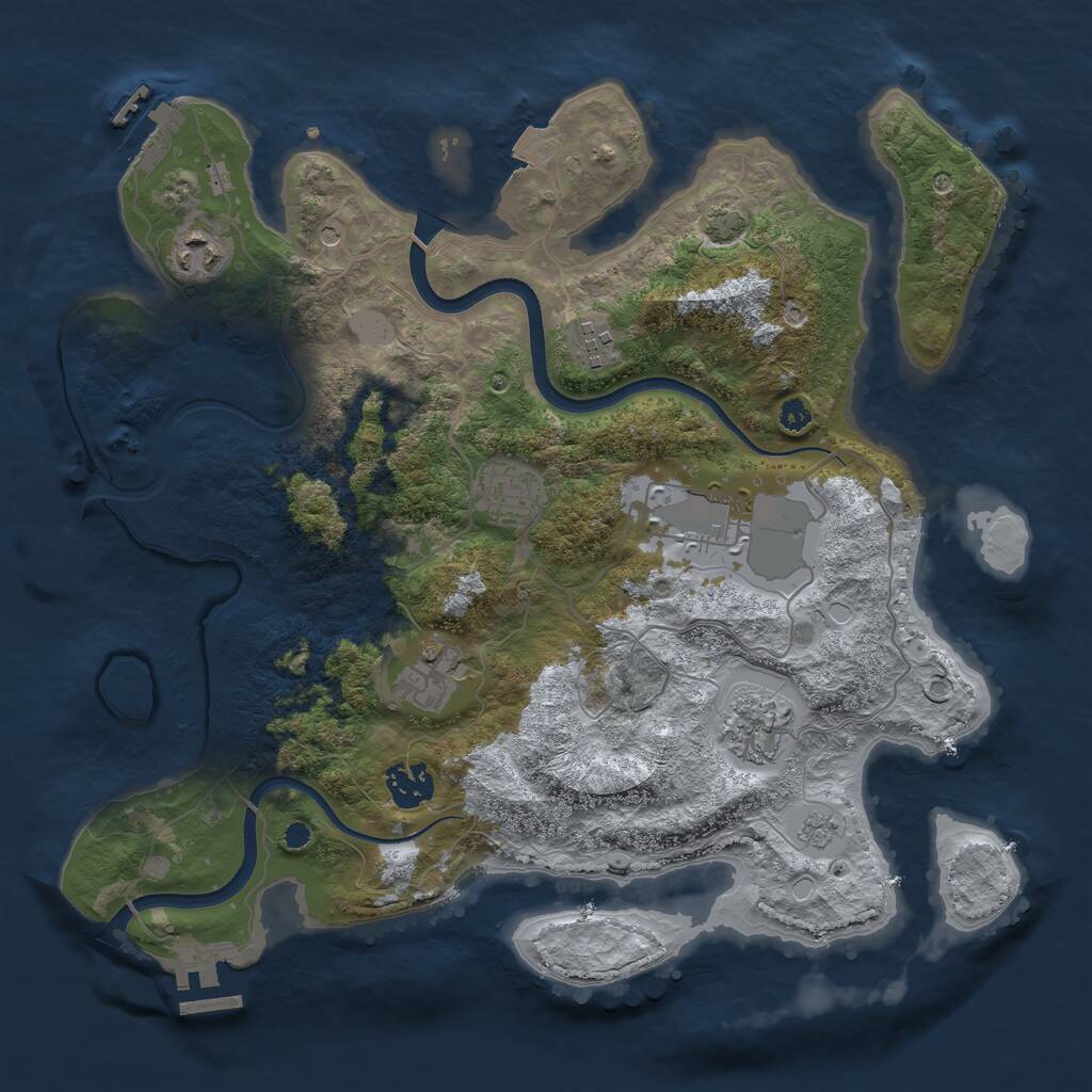 Rust Map: Procedural Map, Size: 3500, Seed: 748709859, 13 Monuments
