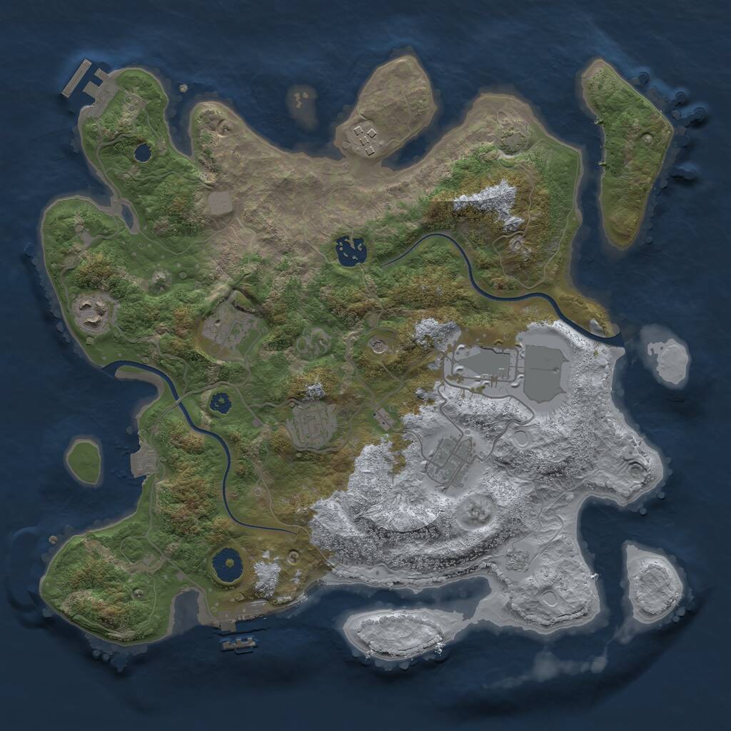 Rust Map: Procedural Map, Size: 3500, Seed: 748709859, 13 Monuments