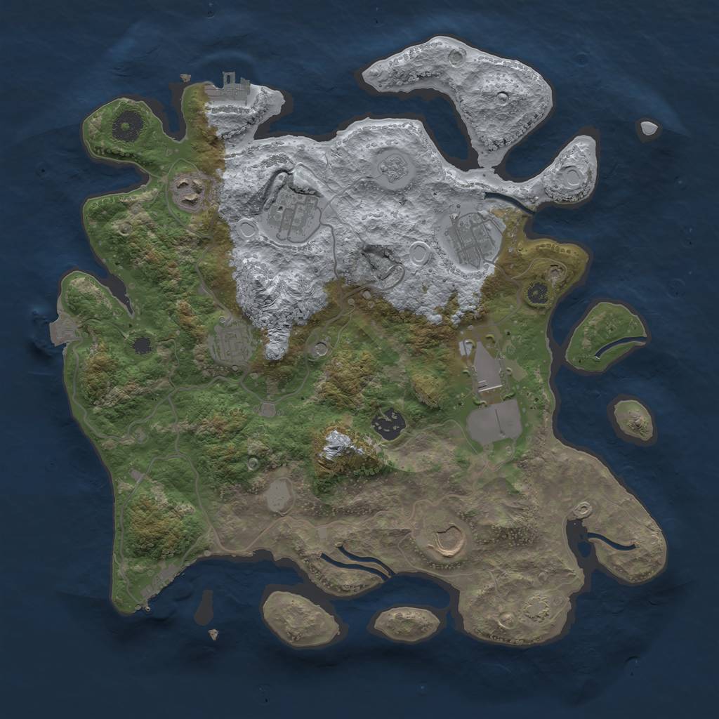 Rust Map: Procedural Map, Size: 3500, Seed: 1266295, 15 Monuments