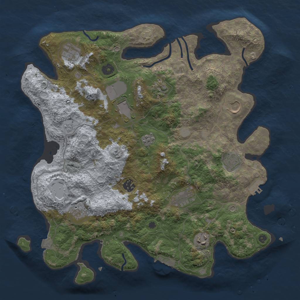 Rust Map: Procedural Map, Size: 3800, Seed: 23825918, 18 Monuments