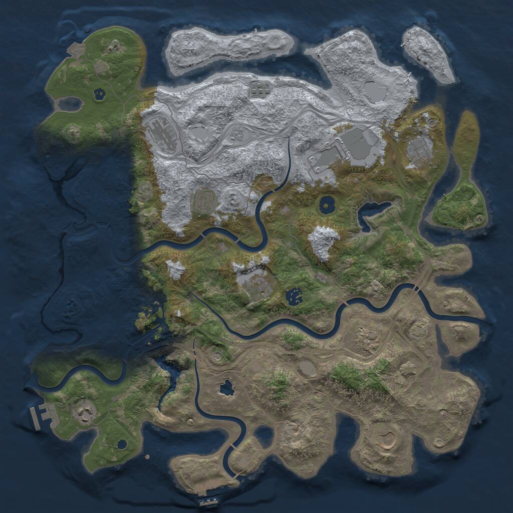 Rust Map: Procedural Map, Size: 4400, Seed: 27482764, 16 Monuments