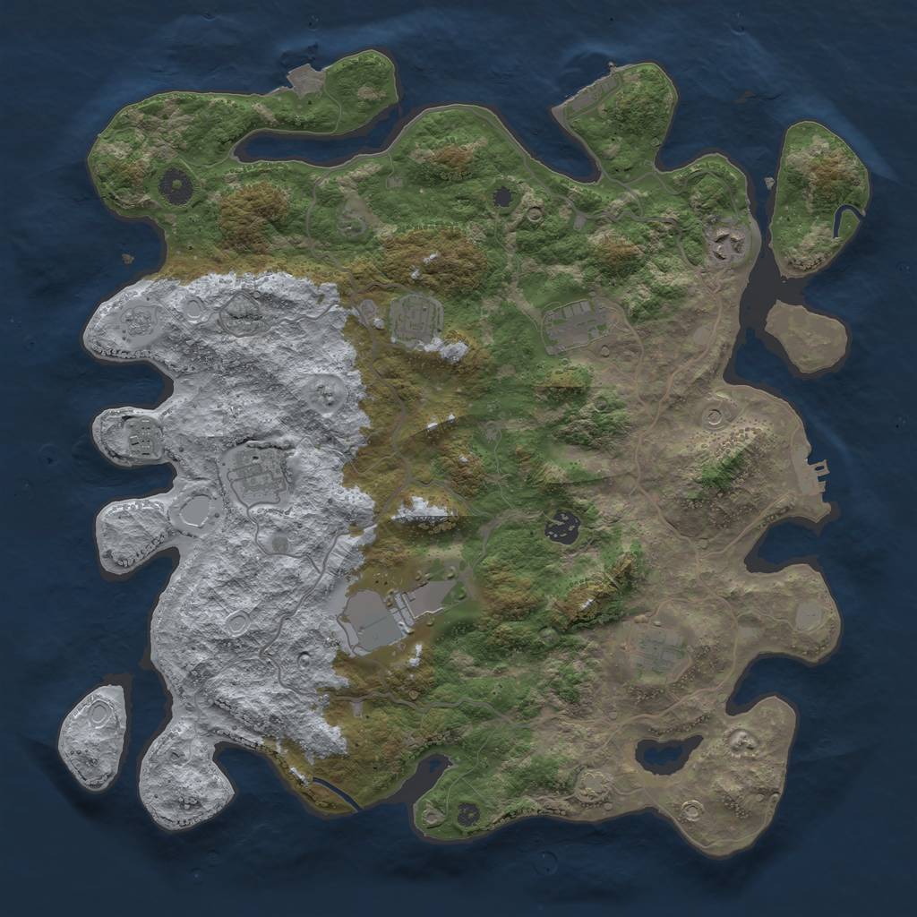 Rust Map: Procedural Map, Size: 4000, Seed: 505318232, 16 Monuments
