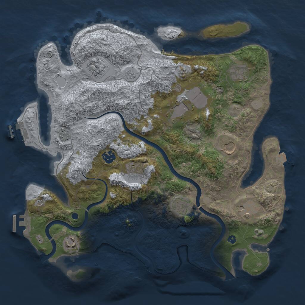 Rust Map: Procedural Map, Size: 3650, Seed: 60529948, 16 Monuments
