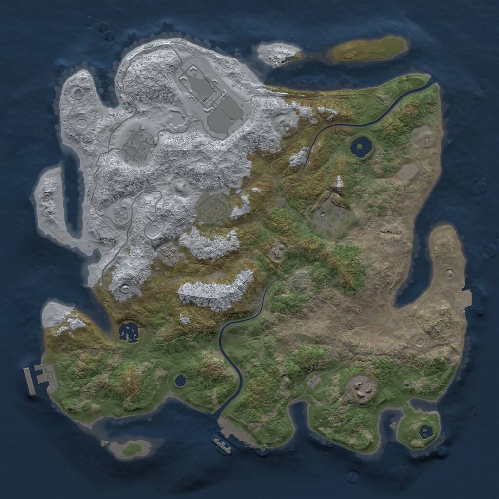 Rust Map: Procedural Map, Size: 3650, Seed: 60529948, 13 Monuments