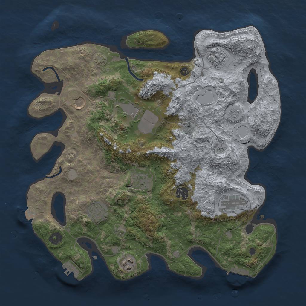 Rust Map: Procedural Map, Size: 3600, Seed: 19253787, 16 Monuments