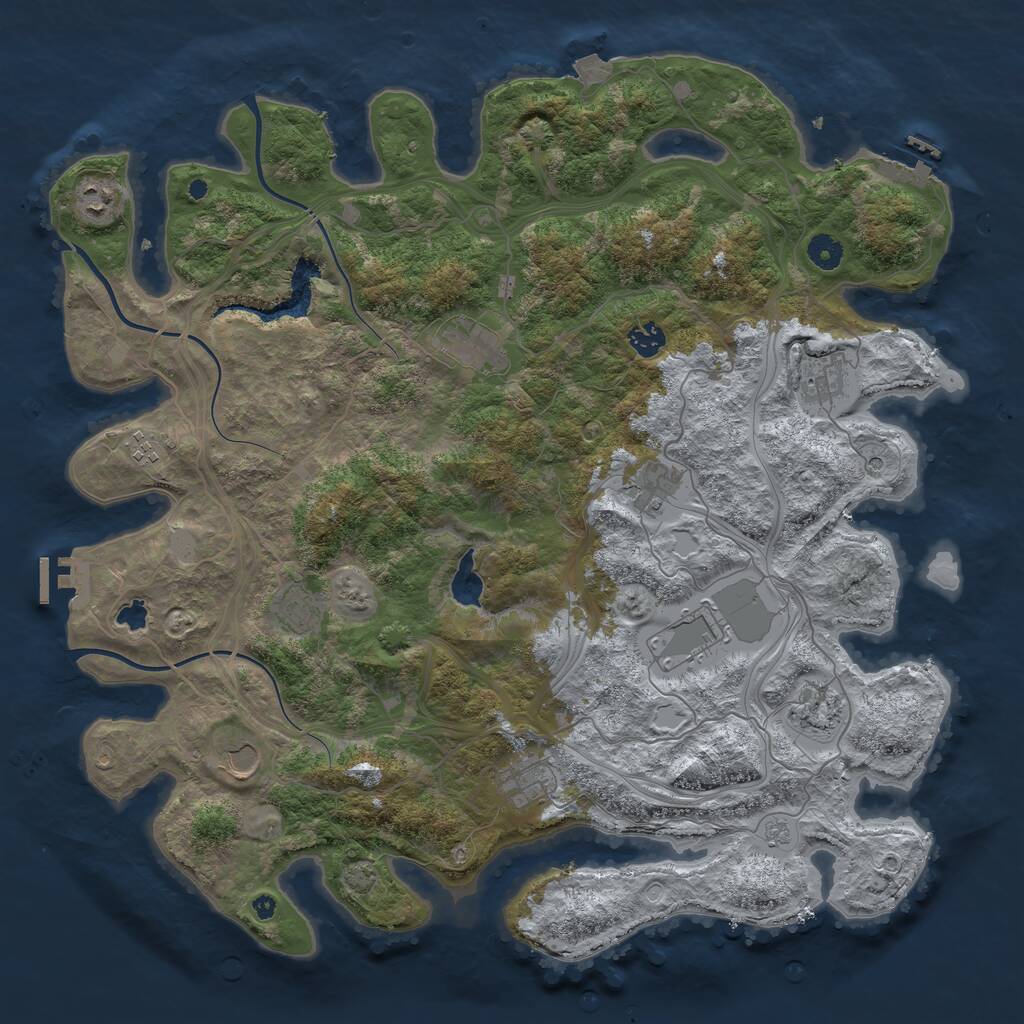 Rust Map: Procedural Map, Size: 4400, Seed: 43885358, 17 Monuments