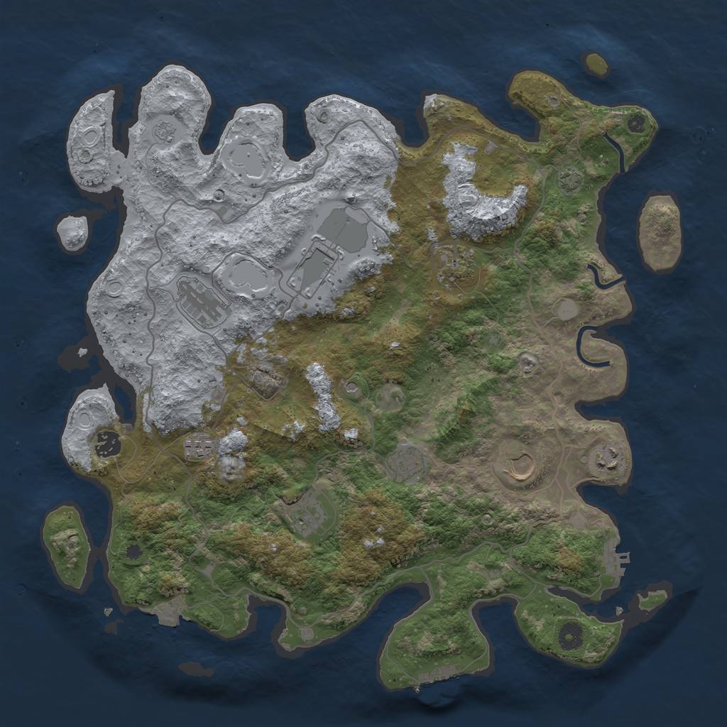 Rust Map: Procedural Map, Size: 4100, Seed: 4017926, 17 Monuments