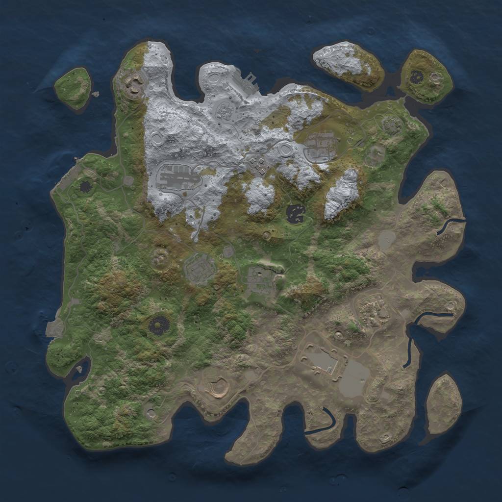 Rust Map: Procedural Map, Size: 3750, Seed: 12201151, 18 Monuments