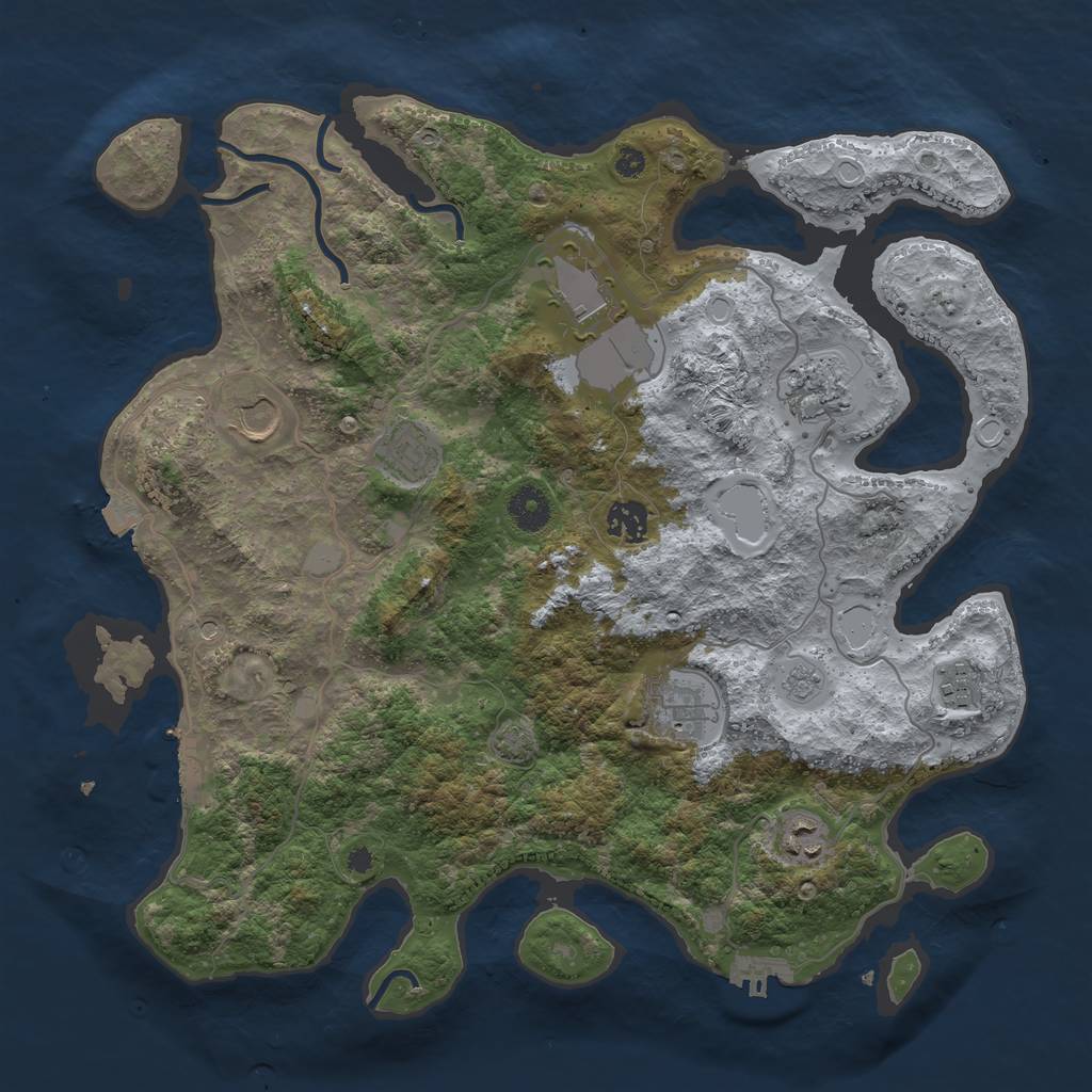 Rust Map: Procedural Map, Size: 3800, Seed: 80892048, 16 Monuments