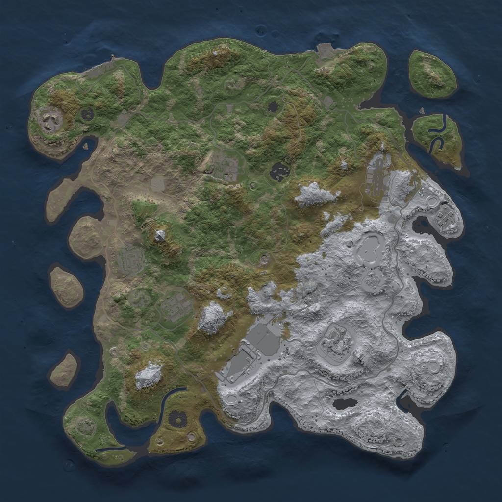 Rust Map: Procedural Map, Size: 4000, Seed: 29829219, 16 Monuments