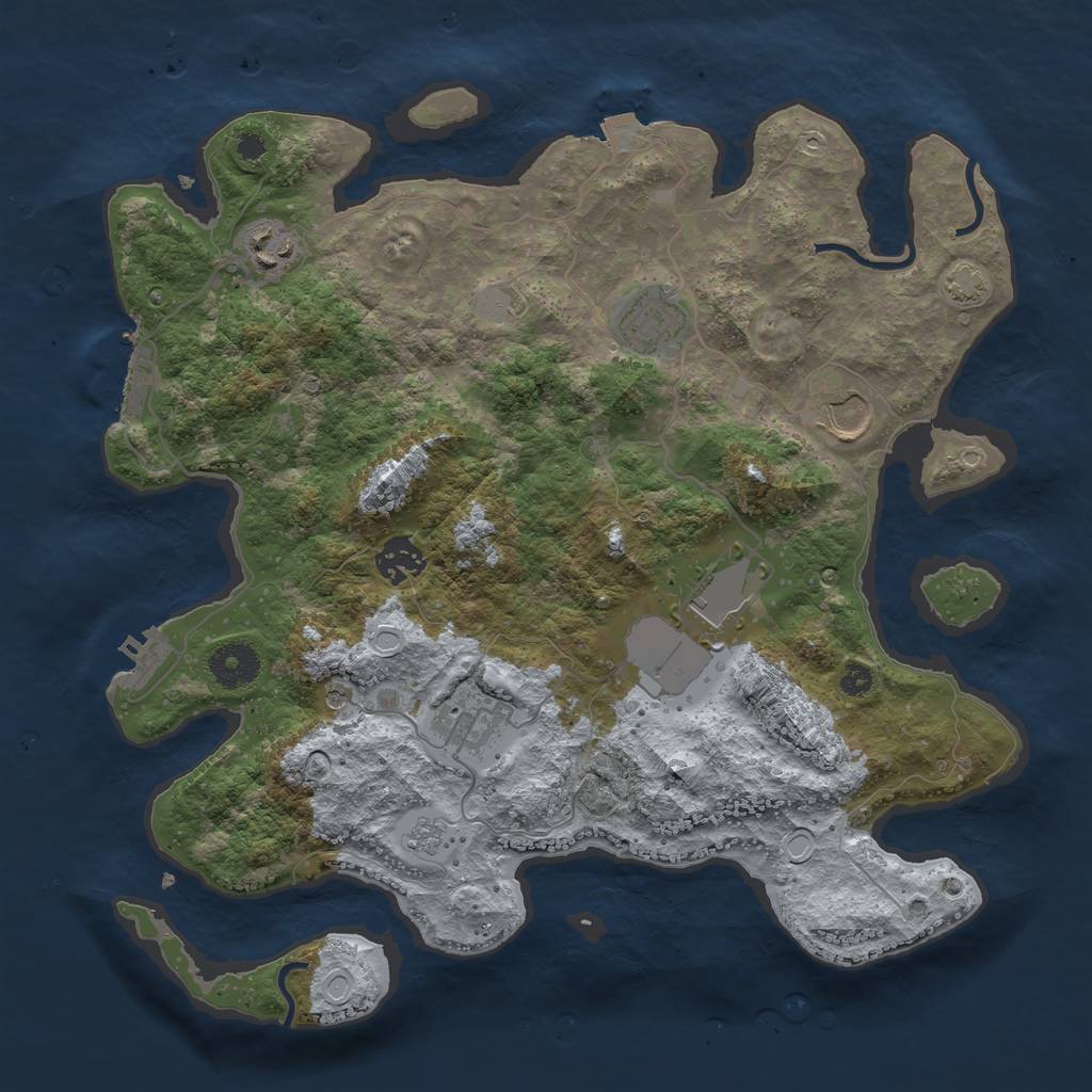 Rust Map: Procedural Map, Size: 3500, Seed: 35576160, 14 Monuments