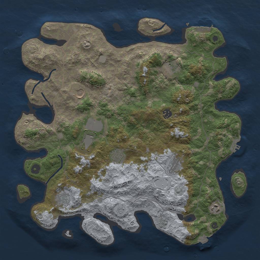Rust Map: Procedural Map, Size: 4100, Seed: 47716585, 17 Monuments